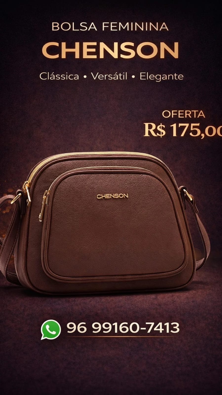 Bolsa Feminina Transversal Chenson Casual - Marrom Café
