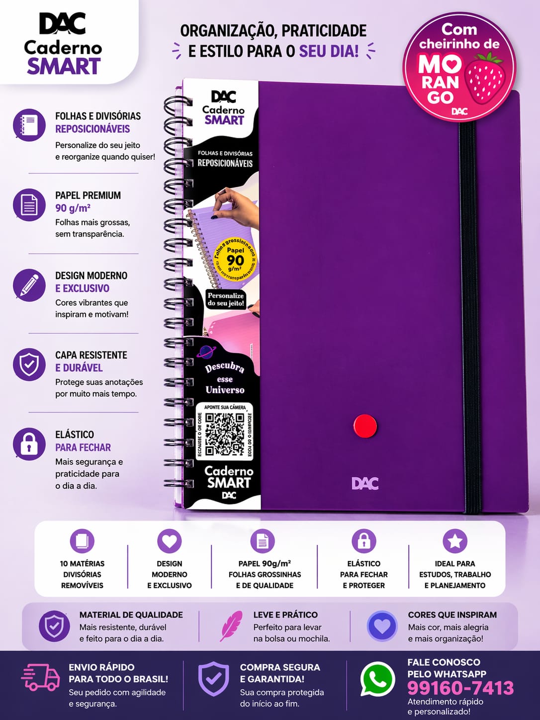 Caderno Smart DAC Roxo Colegial
