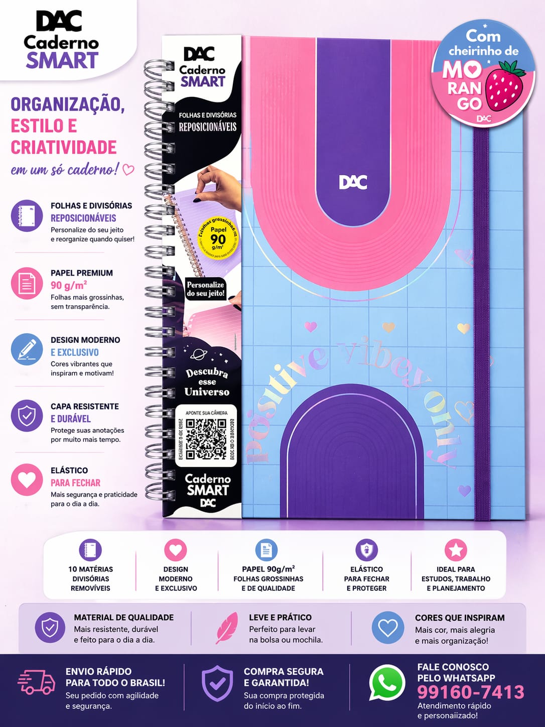 Caderno Smart DAC Positive Vibes Only Colegial