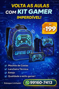 Kit Escolar Infantil Completo – Game On (Mochila, Lancheira e Estojo)