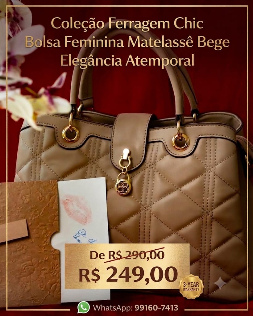 Bolsa Feminina Chenson Matelassê de Mão - Marrom