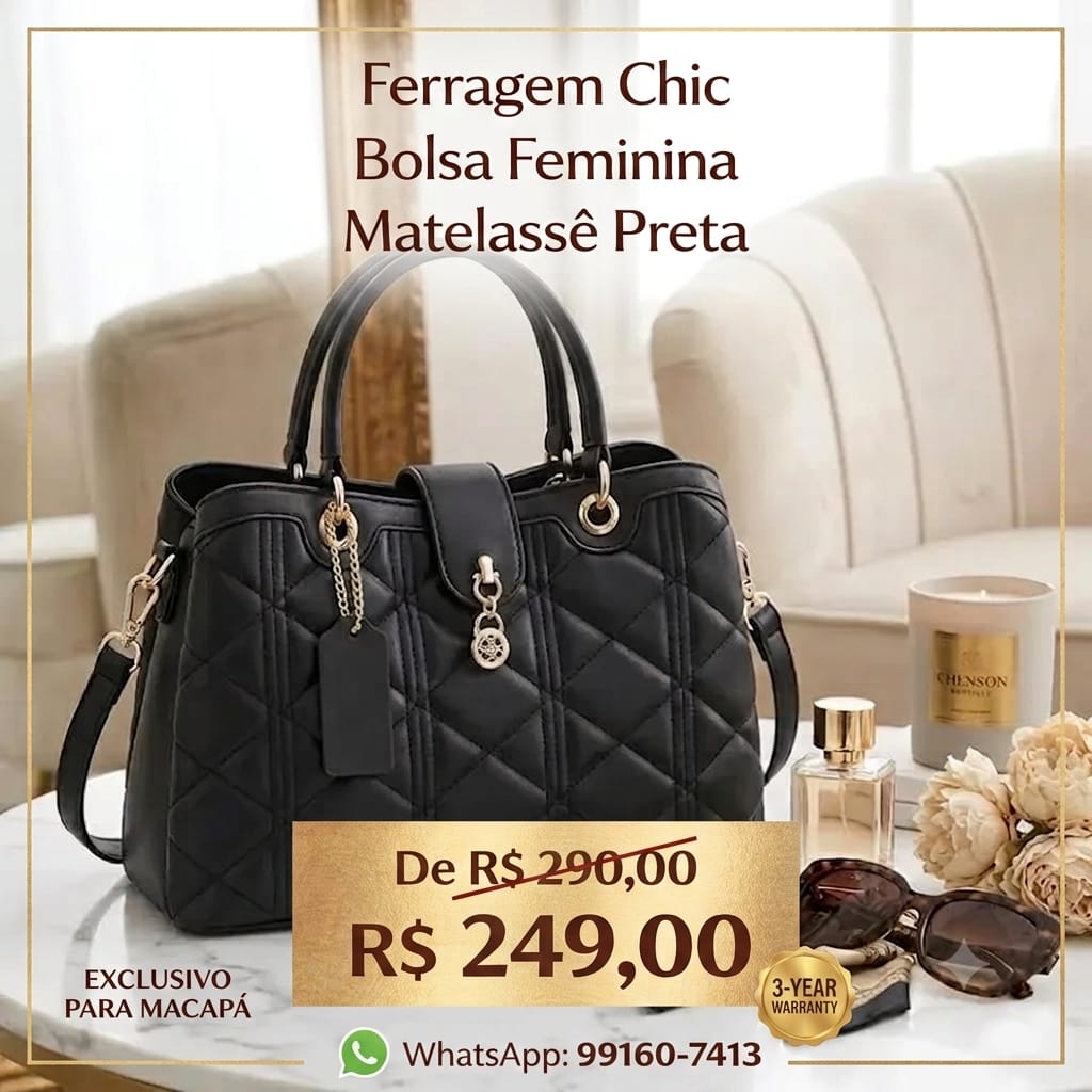 Bolsa Feminina Chenson Clássica Matelassê - Preta